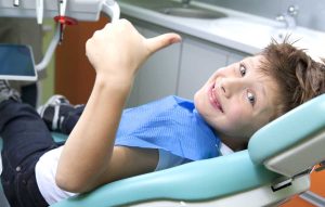 Young boy in a dental surgery.